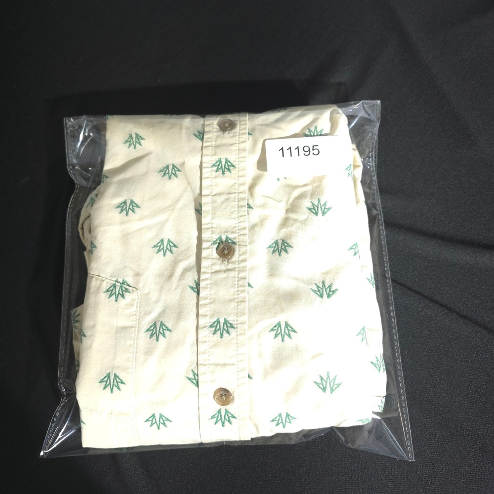 Prana Mens Large Mens Button Down Shirt Slim Fit Short Sleeve Green Leaf - Picture 8 of 8